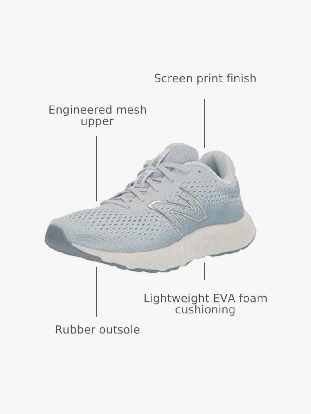 New Balance Women's 520 V8 Pale Blue Mesh Running Sneakers - Picture 5 of 8